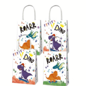 Party Favor Bags with Handles - Dinosaur Theme (12 Bags)