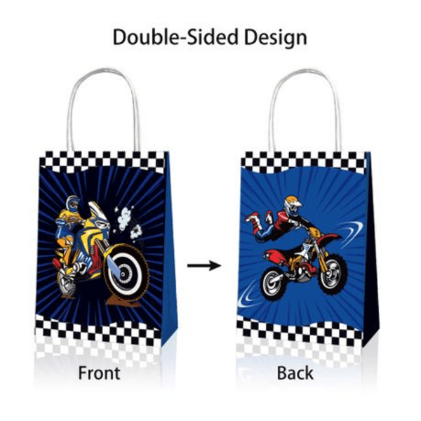 Party Favor Bags with Handles - Motocross Theme - 12 Bags, Party Favor Bags with Handles – Motocross Theme – 12 Bags