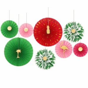 Paper Fan Decoration Set - Tropical Theme