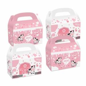 Party Favor Boxes - Pink Cow Farm Theme - 12 Boxes