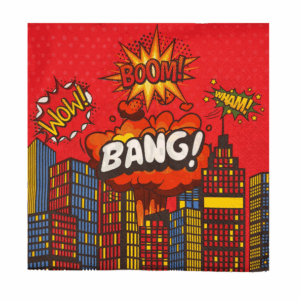 Superhero Themed Napkins - Red (20 Napkins)