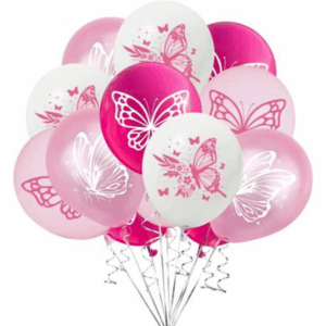 Pink Butterfly Latex Balloon Set - 12 Balloons