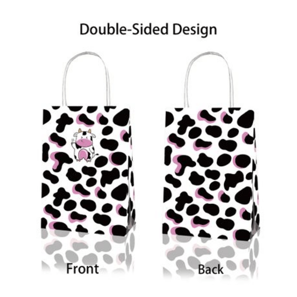 Party Favor Bags with Handles - Pink Cow Farm Theme, Party Favor Bags with Handles – Pink Cow Farm Theme – 12 Bags