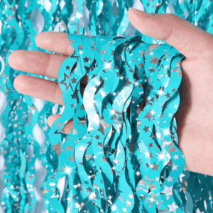 Swirly Foil Birthday Party Table and Photography Backdrop - Blue