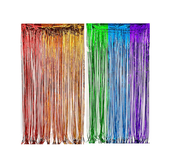 Rainbow Foil Curtain Backdrop Set, Rainbow Foil Curtain Backdrop Set