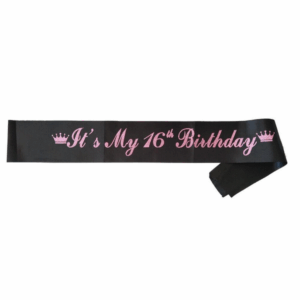Birthday Sash - 16 - Black