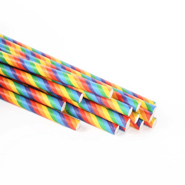 Rainbow Paper Straws, Rainbow Paper Straws (10 Straws)