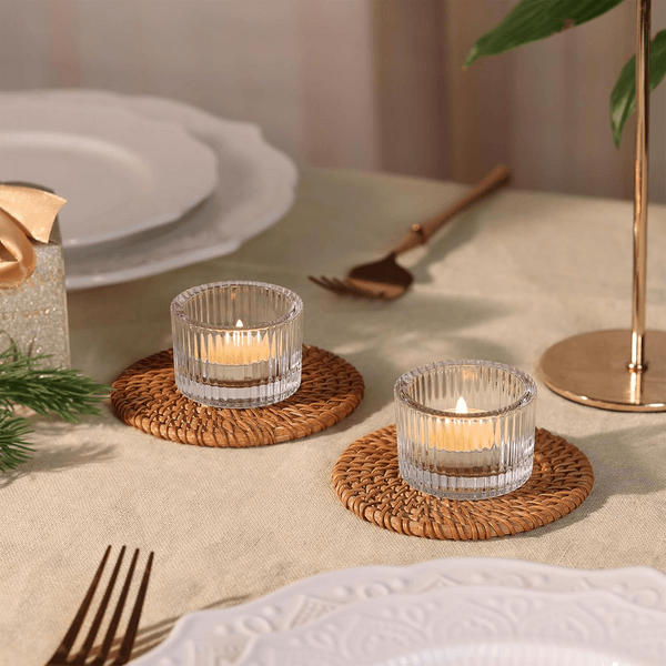 Glass Candleholder, Glass Candleholder (Striped)