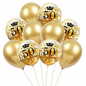 Milestone Birthday Balloons - 50 - Gold