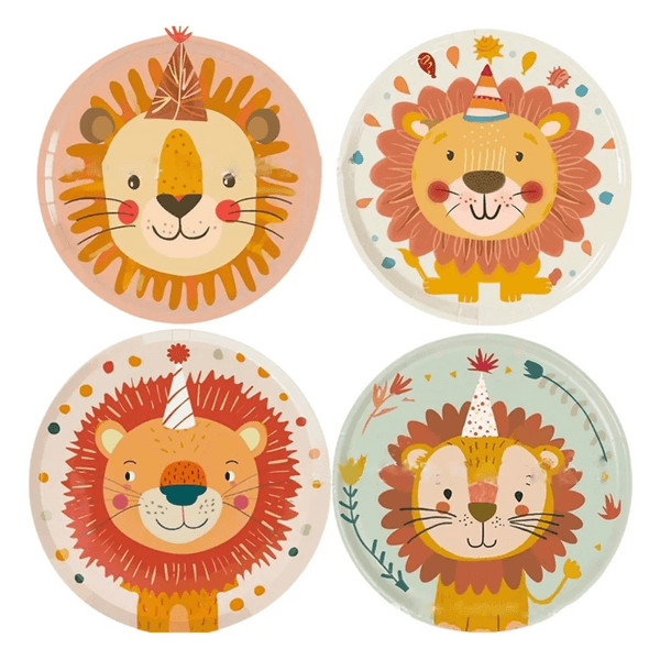 Birthday Lion Small Paper Plates, Birthday Lion Large Paper Plates (8 Plates)