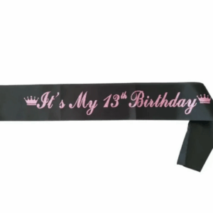 Birthday Sash - 13 - Black