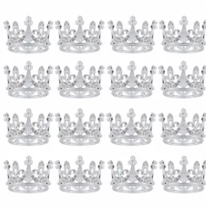 Mini Crowns Cupcake Toppers - Silver (16 Toppers)