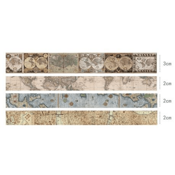 Vintage Style Washi Tape - Maps (4 Rolls), Vintage Style Washi Tape – Maps (4 Rolls)
