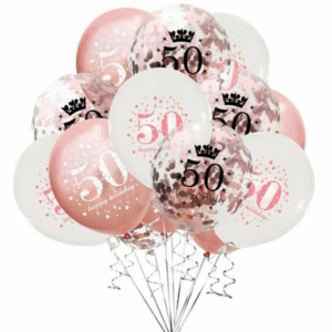 Milestone Birthday Balloons - 50 - Rose Gold