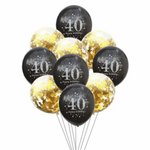 Milestone Birthday Balloons - 40 - Black and Gold