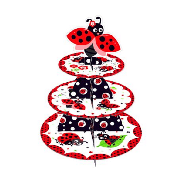 Ladybug Cupcake Stand, Kids Birthday Party 3 Tier Cupcake Stand – Ladybug
