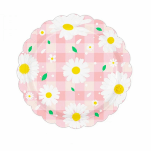 Gingham Daisy Small Paper Plates (10 Plates)