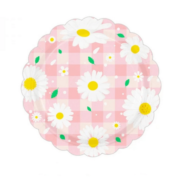 Gingham Daisy Small Paper Plates, Gingham Daisy Small Paper Plates (10 Plates)