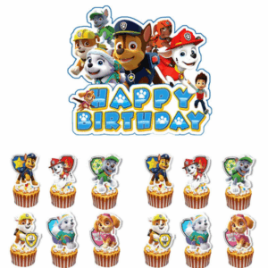 Paw Patrol Themed Cake and Cupcake Topper Set - Blue (Set of 13)