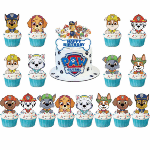 Paw Patrol Themed Cake and Cupcake Topper Set - Blue (Set of 17)