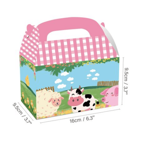 Party Favor Boxes - Pink Farm Theme (12 Boxes), Party Favor Boxes – Pink Farm Theme (12 Boxes)