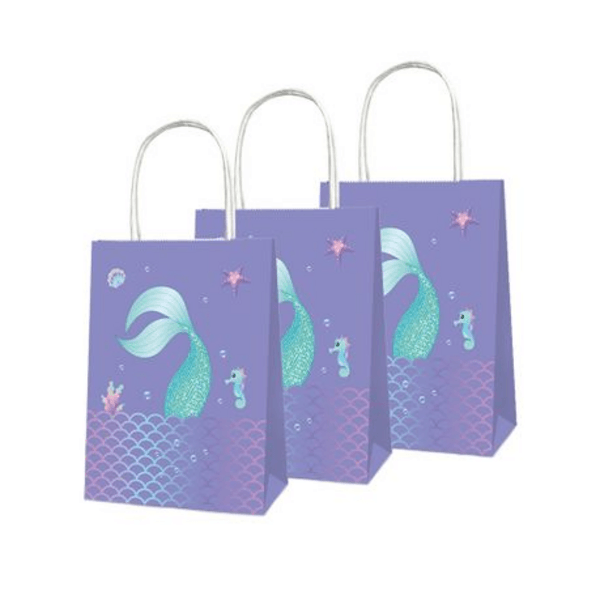 Party Favor Bags with Handles - Mermaid Theme (12 Bags), Party Favor Bags with Handles – Mermaid Theme (12 Bags)