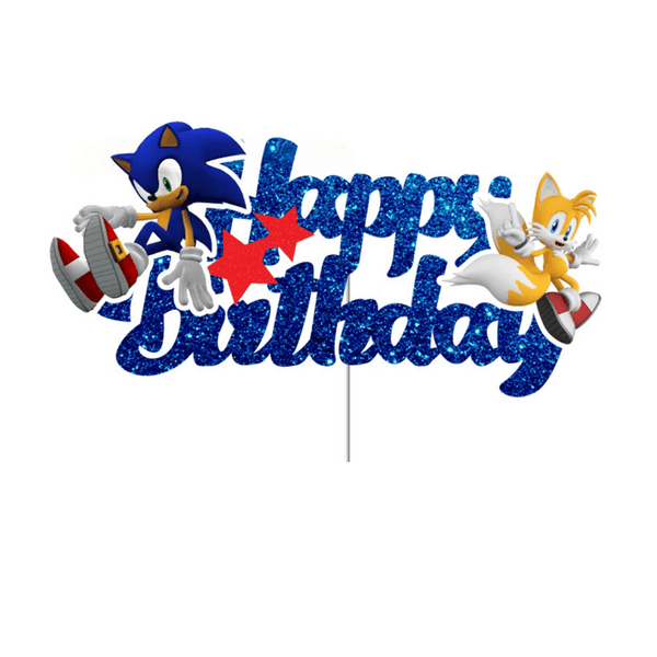 Glitter Sonic Cake Topper, Glitter Sonic Cake Topper