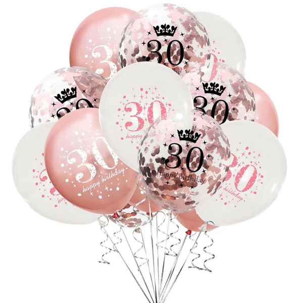 Milestone Birthday Balloons - 30 - Rose Gold
