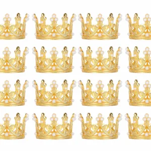 Mini Crowns Cupcake Toppers - Gold (16 Toppers)