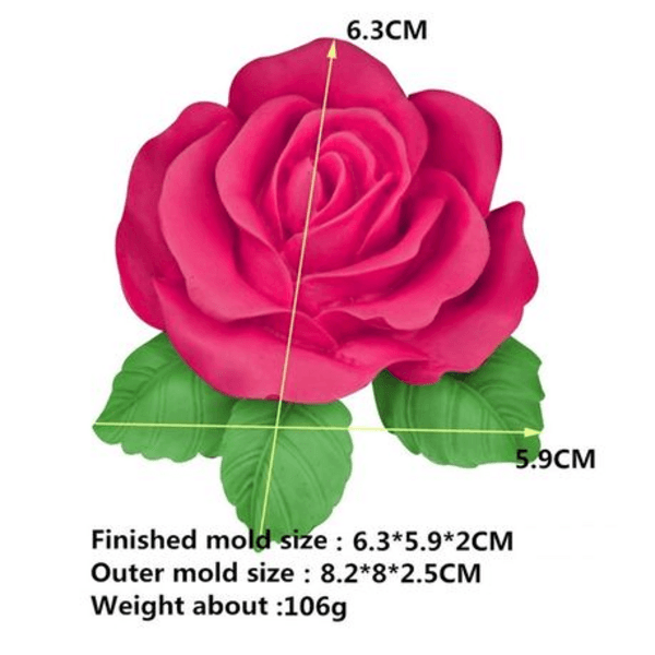 Silicone Rose with Leaves Fondant Mold - Image 2