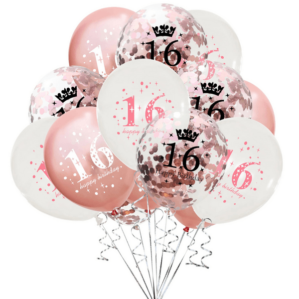 Milestone Birthday Balloons - 16 - Pink, Milestone Birthday Balloons – 16 – Rose Gold
