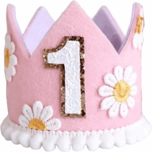 1st Birthday Crown - Pink Daisy