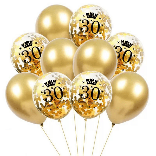 Milestone Birthday Balloons - 30 - Gold