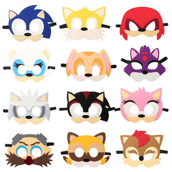 Sonic Themed Felt Masks, Sonic Themed Felt Masks (12 Masks)