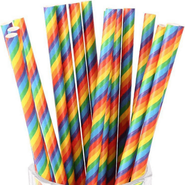 Rainbow Paper Straws, Rainbow Paper Straws (10 Straws)