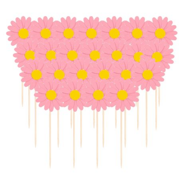 Daisy Cupcake Toppers - Pink (24 Toppers), Daisy Cupcake Toppers – Pink (24 Toppers)