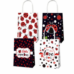 Party Favor Bags with Handles - Ladybug Theme - Set of 12