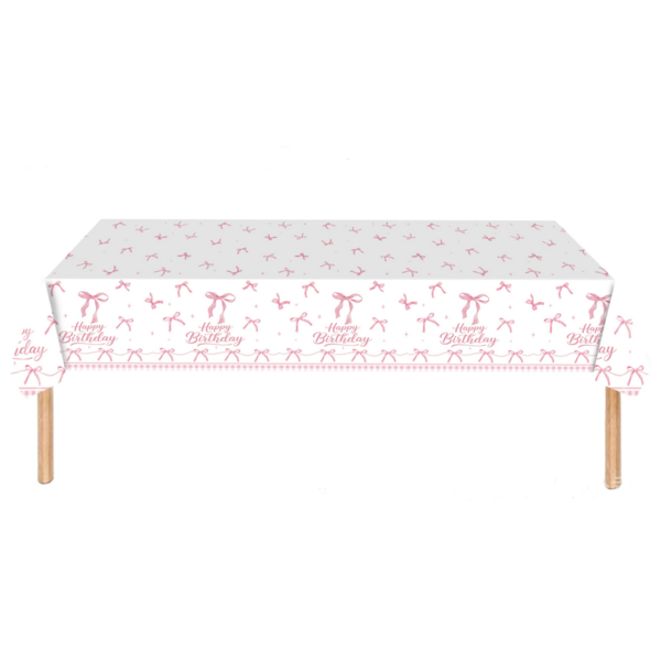 Bow Themed Plastic Tablecloth, Bow Themed Plastic Tablecloth