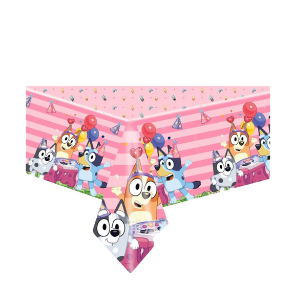 Bluey Plastic Tablecloth, Bluey Plastic Tablecloth – Pink