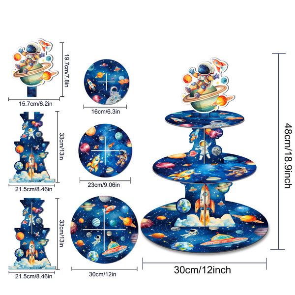 Kids 3 Tier Cupcake Stand - Space, Kids 3 Tier Cupcake Stand – Space