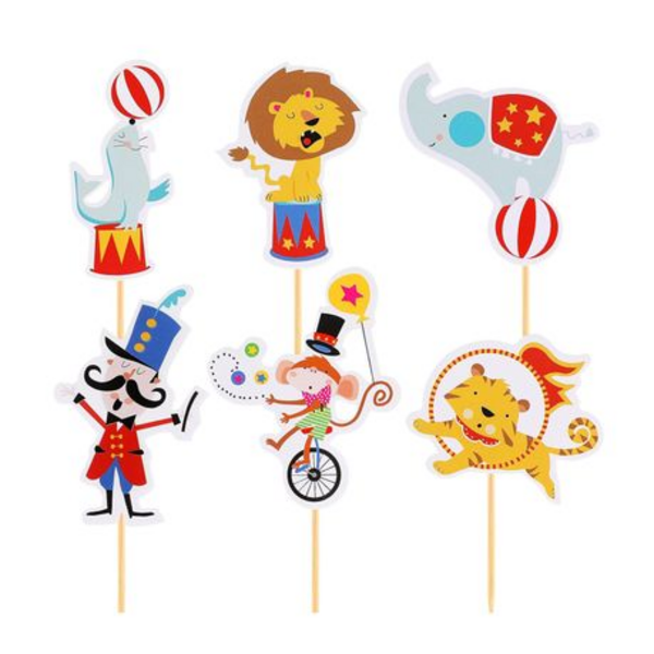 Circus Themed Cupcake Toppers, Circus Themed Cupcake Toppers (24 Toppers)