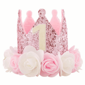 1st Birthday Crown - Pink and White