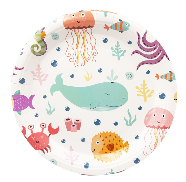 Pastel Ocean Themed Large Paper Plates, Pastel Ocean Themed Large Paper Plates (10 Plates)