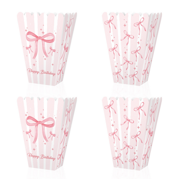 Bow Print Popcorn Boxes, Bow Print Popcorn Boxes (6 Boxes)