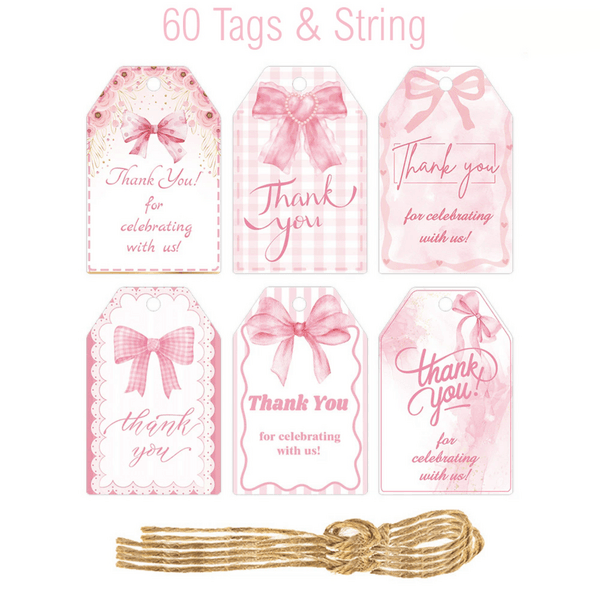 Thank You Tags, Thank You Tags – Bow Theme (60 Tags)