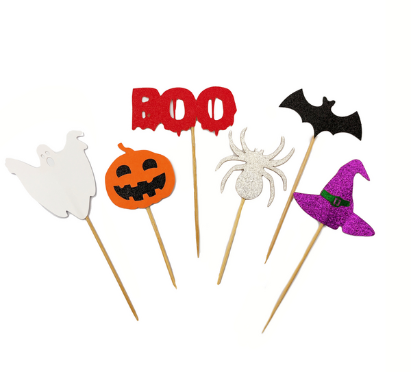 Halloween Themed Cupcake Toppers, Halloween Themed Cupcake Toppers (6 Toppers)