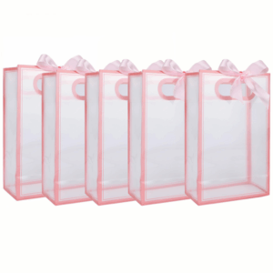 Transparent Party Favor Bags with Handles - Ribbon (5 Bags)