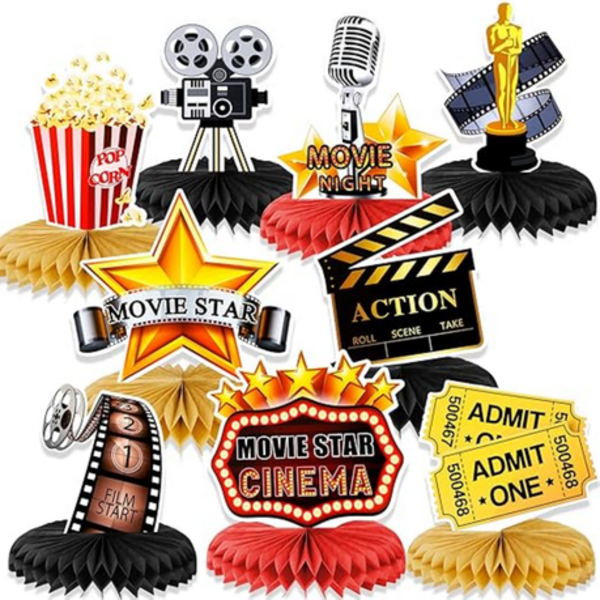 Movie Night Themed Honeycomb Décor, Movie Night Themed Honeycomb Décor (9 Pieces)