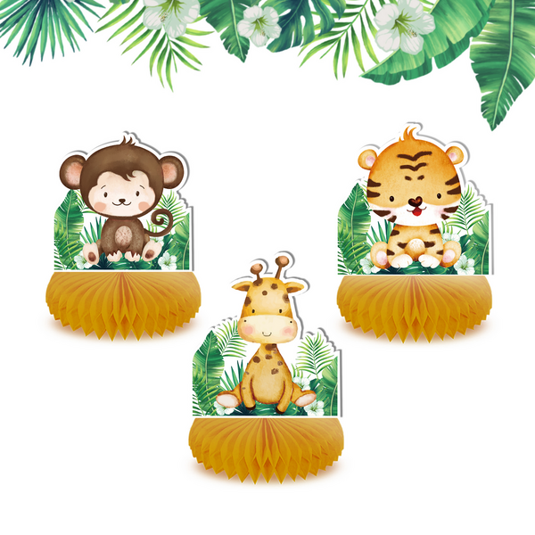 Honeycomb Table Décor - Safari Animals, Honeycomb Table Décor – Safari Animals