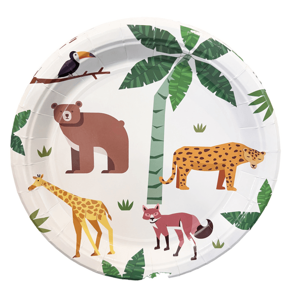 White Safari Wild Animals Large Paper Plates, White Safari Wild Animals Large Paper Plates (10 Plates)